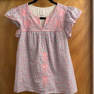 Pink, white and blue top